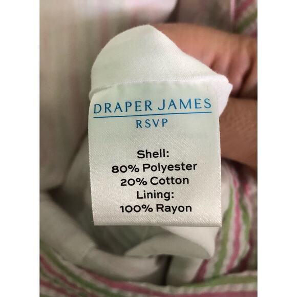 Draper James RSVP Size XXL Seersucker Green Pink Striped Wrap Dress Puff Sleeve - Picture 6 of 7